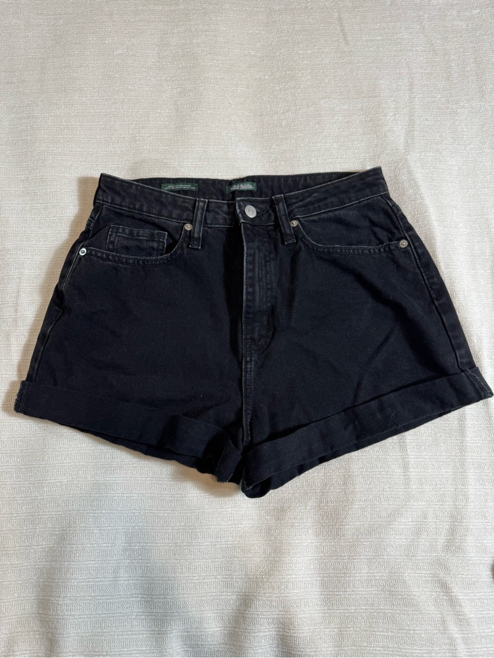 wild fable Black Rolled-Hem Denim Shorts